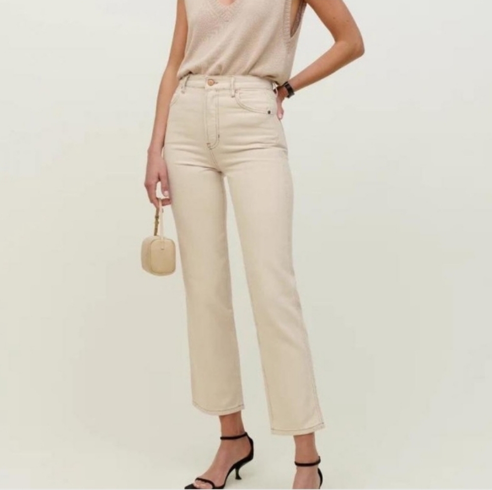 Reformation High-Rise Straight Jeans in Cream cynthia